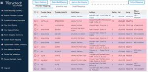 Vervotech dashboard mapping hotel Explore content page